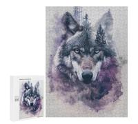 Wolf Forest Double Exposure Art Print Puzzle 1000 Pièces Educa Jouet en Bois Cadeau Unique Décoration Intérieure Jeu Éducatif Challenge Toy Adultes Et Enfants À Partir De 14 Ans 500 PCS