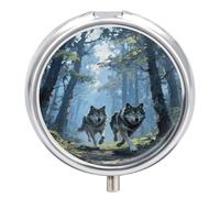 Wolf Forest Petit pilulier rond hebdomadaire avec miroir 3 compartiments pour voyage quotidien