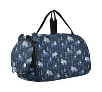Wolf Forests Petit sac de sport bleu avec compartiment à chaussures Sac de voyage multifonction pour voyage, sport, sac de sport