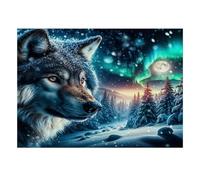 Wolf Forêt Lune 1000pcs Mini Puzzle pour Famille Cadeau d'anniversaire | 52x38cm Carton Décor Salon Structure Durable Cadeau Anniversaire Soulagement Anxiété
