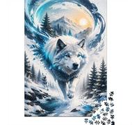 Wolf Forêt Montagne 1000pcs Mini Puzzle pour Famille Cadeau d'anniversaire | 70x50cm Carton Décor Salon Structure Durable Cadeau D'anniversaire Soulagement Du Stress