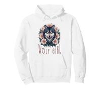 Wolf Girl Aime Les Loups Enfants Vintage Loup Floral Sweat à Capuche