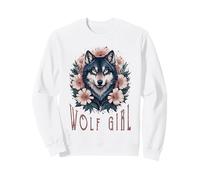 Wolf Girl Aime Les Loups Enfants Vintage Loup Floral Sweatshirt