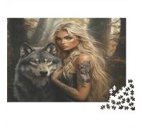 Wolf Girl Fantasy Puzzle 1000 Pièces avec Clic Parfait, Ensemble De Casse-tête en Puzzle Puzzle De Développement Cognitif pour Une Activité Intergénérationnelle, Passion