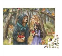 Wolf & Girl Jigsaw Puzzle 1000 Pièces Recyclable Fairy Tale Senior Puzzles Éducatif Jeu Decompression Ideal for Famille and Friends Anniversaires 52x38cm/1000pcs