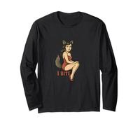 Wolf Girl Pinup rétro I Bite Furry Fursona Fantasy Art Manche Longue