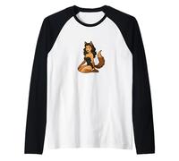 Wolf Girl Pinup rétro I Bite Furry Fursona Fantasy Art Manche Raglan
