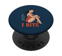 Wolf Girl Pinup rétro I Bite Furry Fursona Fantasy Art PopSockets PopGrip Adhésif