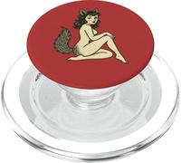 Wolf Girl Pinup rétro I Bite Furry Fursona Fantasy Art PopSockets PopGrip pour MagSafe