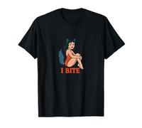 Wolf Girl Pinup rétro I Bite Furry Fursona Fantasy Art T-Shirt