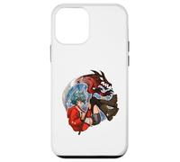 Wolf Girl Red Dragon Anime Fantasy Moon Warrior Faux Coque pour iPhone 12 mini