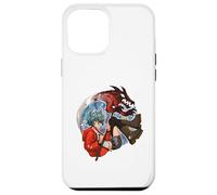 Wolf Girl Red Dragon Anime Fantasy Moon Warrior Faux Coque pour iPhone 12 Pro Max