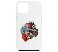 Wolf Girl Red Dragon Anime Fantasy Moon Warrior Faux Coque pour iPhone 13