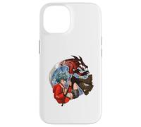 Wolf Girl Red Dragon Anime Fantasy Moon Warrior Faux Coque pour iPhone 14