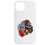 Wolf Girl Red Dragon Anime Fantasy Moon Warrior Faux Coque pour iPhone 14 Plus