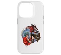 Wolf Girl Red Dragon Anime Fantasy Moon Warrior Faux Coque pour iPhone 14 Pro