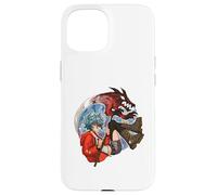 Wolf Girl Red Dragon Anime Fantasy Moon Warrior Faux Coque pour iPhone 15