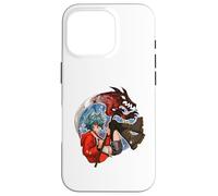 Wolf Girl Red Dragon Anime Fantasy Moon Warrior Faux Coque pour iPhone 16 Pro