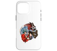 Wolf Girl Red Dragon Anime Fantasy Moon Warrior Faux Coque pour iPhone 16 Pro Max
