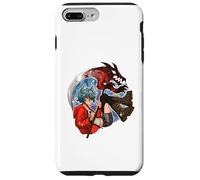 Wolf Girl Red Dragon Anime Fantasy Moon Warrior Faux Coque pour iPhone 7 Plus/8 Plus
