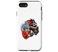Wolf Girl Red Dragon Anime Fantasy Moon Warrior Faux Coque pour iPhone SE (2020) / 7 / 8