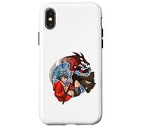 Wolf Girl Red Dragon Anime Fantasy Moon Warrior Faux Coque pour iPhone X/XS