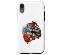 Wolf Girl Red Dragon Anime Fantasy Moon Warrior Faux Coque pour iPhone XR