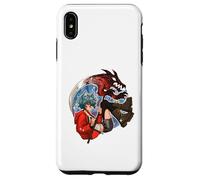 Wolf Girl Red Dragon Anime Fantasy Moon Warrior Faux Coque pour iPhone XS Max
