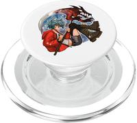 Wolf Girl Red Dragon Anime Fantasy Moon Warrior Faux PopSockets PopGrip pour MagSafe