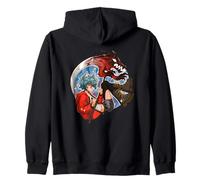 Wolf Girl Red Dragon Anime Fantasy Moon Warrior Faux Sweat à Capuche
