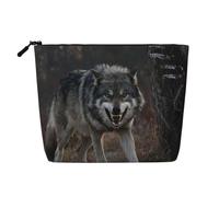 Wolf Guard Trousse de maquillage en imitation lin léger | Imitation lin léger. Résistant à l'eau. Fermeture éclair lisse.