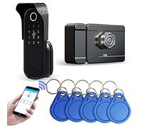 Wolf Guard TT01 Serrure de porte intelligente sans clé avec empreinte digitale biométrique avec contrôle d'application, bouton de porte intelligent Bluetooth avec poignée (TT01 TTLOCK APP)