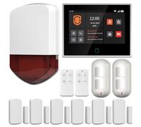 Wolf Guard Tuya WT4F-01A 4G + WiFi Système d'alarme Maison Écran tactile 7" Systèmes complets intelligents avec application / SMS / appel téléphonique Alarme d'appel 110 dB Sirène extérieure