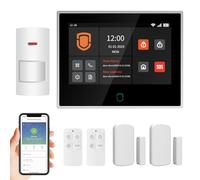 Wolf Guard WT4F Smart Home Security Alarm, Panneau LCD de 7 po, kit de cambriolage 4G / WiFi Noir, Alerte de l'application Tuya