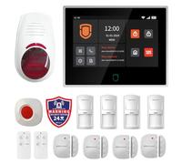 Wolf Guard WT4F Système d'alarme de sécurité pour maison intelligente, écran tactile 7 pouces, kit de protection anti-effraction WiFi 4G, système d'alarme domestique Tuya Smartlife App (WT4F-W03)