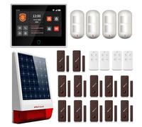 Wolf Guard WT4F-W06 Alarme domestique 4G + WiFi tactile de 7 pouces, systèmes de sécurité Tuya Smart via application/SMS/appel, sirène solaire d'extérieur de 110 dB, détecteur de mouvement