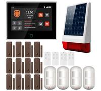 Wolf Guard WT4F-W06 Système d'Alarme Domestique 4G + WiFi Tactile de 7 Pouces, Sécurité Tuya Smart Via Application/SMS/Appel, Sirène Solaire d'Extérieur de 110 DB, Détecteur de Mouvement