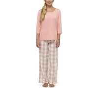 Wolf & Harte Ensemble pyjama à carreaux pour femme - Rose - S/M