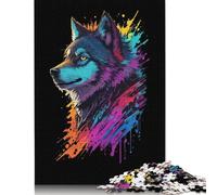 Wolf Head Graffiti Puzzle 1000 Pieces Cadeau Unique Jeu Éducatif Challenge Toy À De Qualité Supérieure Peinture Art pour Adultes Et Enfants 1000pcs (38x26cm)