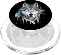 Wolf Head Watercolor PopSockets PopGrip pour MagSafe