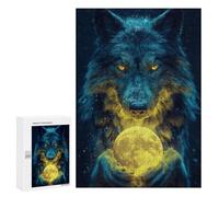 Wolf Holding Moon Poster Puzzle 1000 Pièces Educa Jouet en Bois Cadeau Unique Décoration Intérieure Jeu Éducatif Challenge Toy Adultes Et Enfants À Partir De 14 Ans 300 PCS