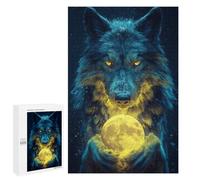 Wolf Holding Moon Poster Puzzle 1000 Pièces Educa Jouet en Bois Cadeau Unique Décoration Intérieure Jeu Éducatif Challenge Toy Adultes Et Enfants À Partir De 14 Ans 1000 PCS