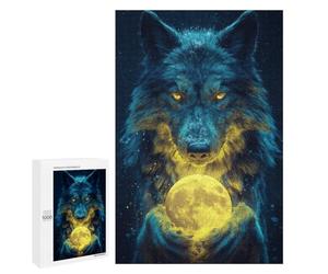 Wolf Holding Moon Poster Puzzle 1000 Pièces Educa Jouet en Bois Cadeau Unique Décoration Intérieure Jeu Éducatif Challenge Toy Adultes Et Enfants À Partir De 14 Ans 1000 PCS