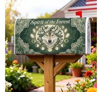 Wolf Housses de boîte aux lettres magnétiques inspirées de la nature avec feuilles de style bohème et cristaux pour décoration de porte d'entrée, 53,3 x 64,9 cm