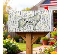 Wolf Housses de boîte aux lettres magnétiques inspirées de la nature - Lavande rustique, chrysanthème - Vert printemps - Décoration de cour avant - 45,7 x 53,3 cm