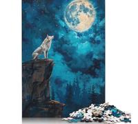 Wolf Howl in Moon Night Puzzle 1000 Pièces Educa Jouet en Bois Divertissement Créatif De l'art De La Décoration Jeu Éducatif Challenge Toy Adultes & Enfants des 14 Ans 1000pcs (38x26cm)