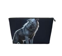 Wolf Howl Trousse de maquillage de voyage en cuir étanche