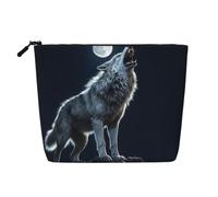 Wolf Howl Trousse de maquillage légère en imitation lin | Imitation lin léger. Résistant à l'eau. Fermeture éclair lisse.