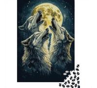 Wolf Howl Under Full Moon, Puzzle Classique 1000 Pièces, 70x50cm/1000pcs