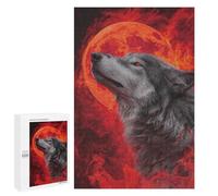 Wolf Howling at Fiery Moon Puzzle 1000 Pièces Educa Jouet en Bois Cadeau Unique Décoration Intérieure Jeu Éducatif Challenge Toy Adultes Et Enfants À Partir De 14 Ans 1000 PCS